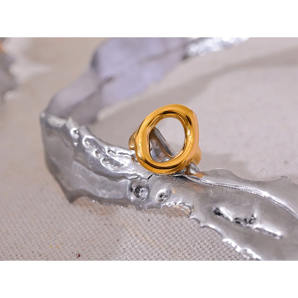 Yhpup Ring Geometric Hollow Minimalist