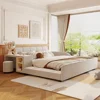 Beds Upholstered Grounded Bed with Bedside Desk and Stool, Co-Sleeping Bed with Upholstered Headboard Italian Style Modern Beds 1
