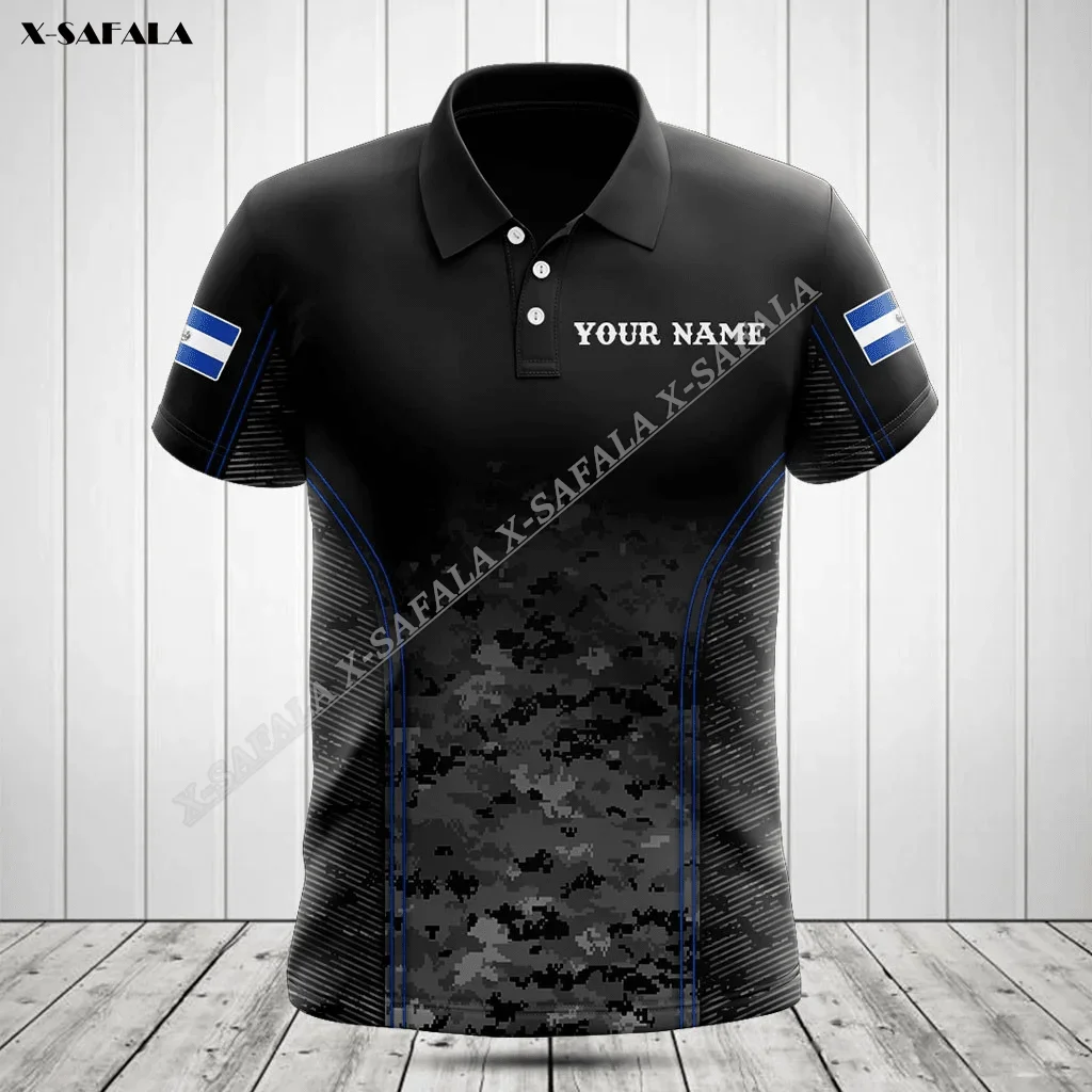 

El Salvador Camo Motto Flag Map Tattoo 3D Full Printed Men Adult Polo Shirt Collar Short Sleeve Top Tee Breathable Anti Shrink