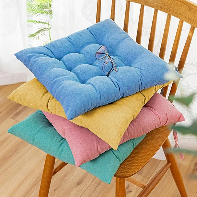 4 Pack Cotton Cushion Breathable Chair Seat Pads Sitting Floor Pillow with  Tie