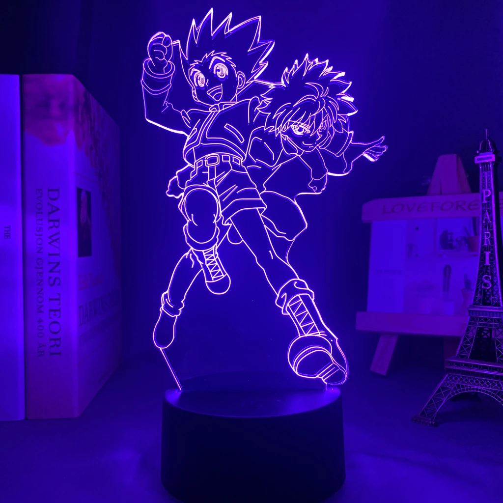Killua e Gon para Decoração do Quarto Presente de Aniversário Acrílico Anime Lâmpada Hunter x Nightlight Led Night Light Manga Hxh Killua 3d 2 killua e gon para decoração do quarto