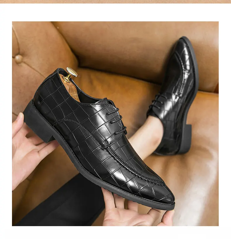 Men Derby Shoes Split Leather 38-46 Big Size Fashion Black Lace-up Oxford Flats Classic Business Formal Casual Loafers