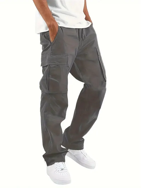 Mens Casual Jogger Pants Relaxed Fit Cargo Pants Drawstring Sweatpants Hiking Outdoor Twill Sport Pants 4
