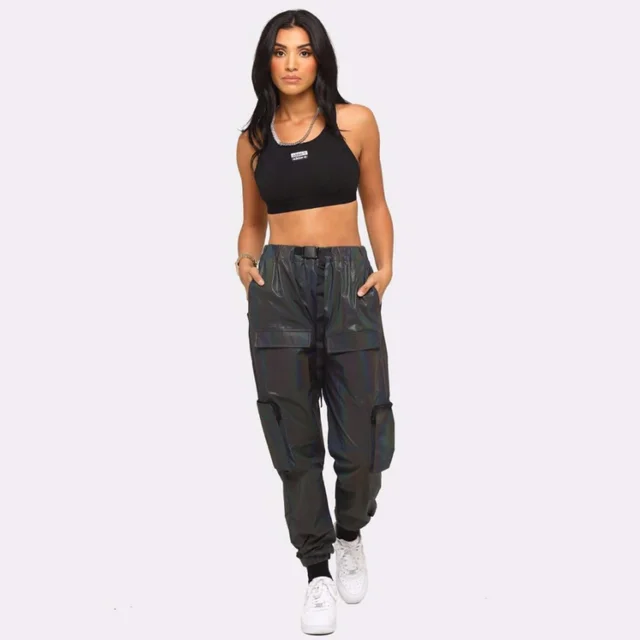 Colourful Holographic Reflective Cargo Pants 2
