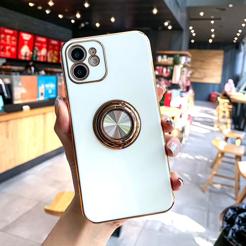Electroplated Soft Back Phone Case with Ring Holder