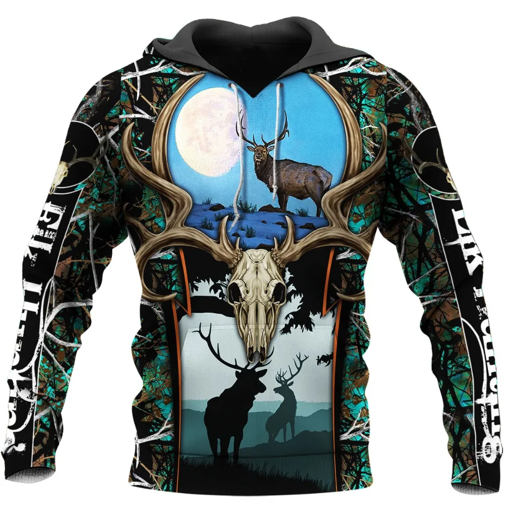 

New Spring And Autumn Hunting 3D Deer Pattern Print Hoodie Men's/Women's Harajuku Fashion Hooded Sweatshirt Casual men's Essenti