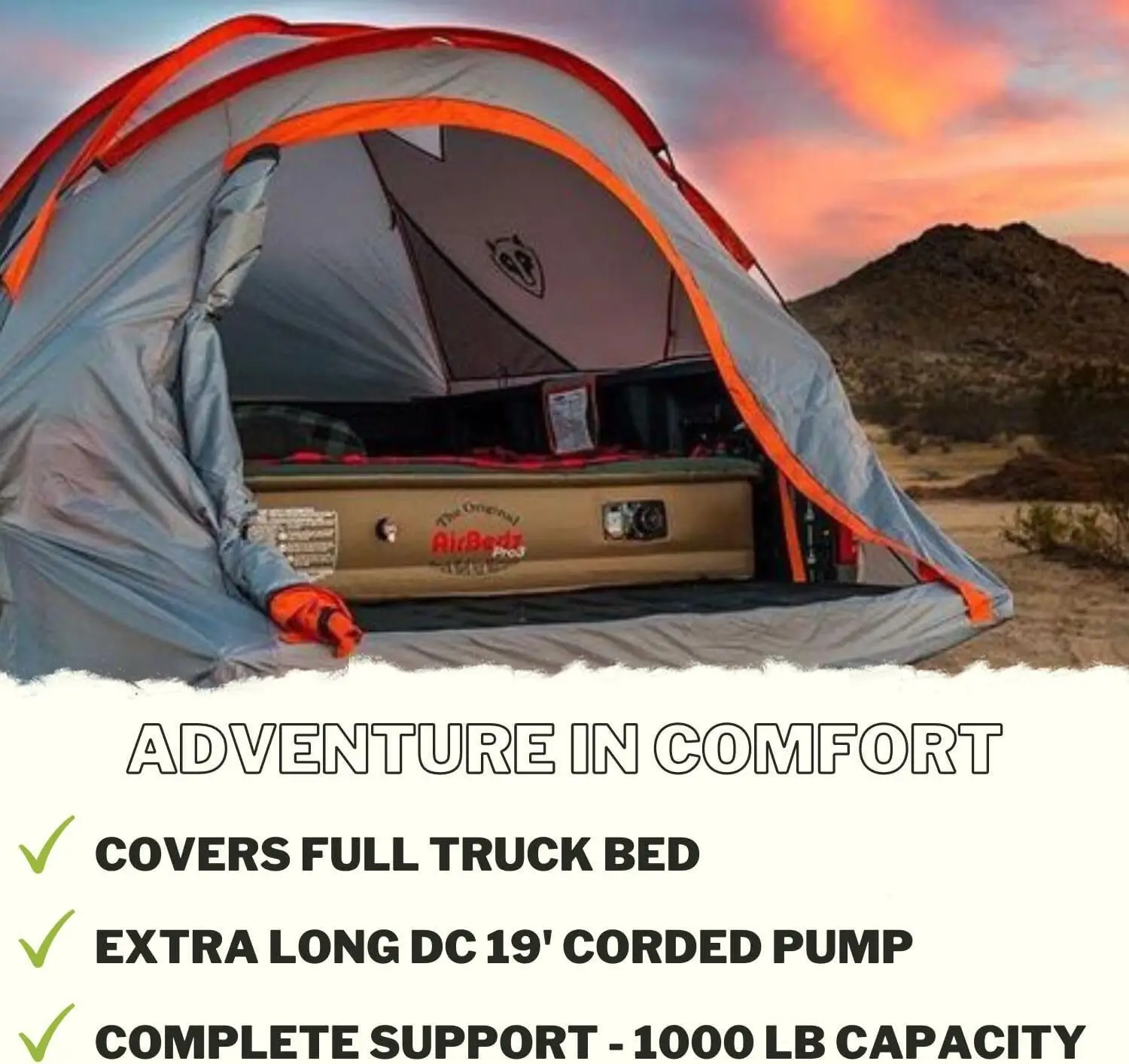 6ft-Pro3 Series-The Original Airbedz Truck Bed Air Mattress 6.5 Bed