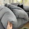 Solid Cotton Bedding Set For Boys with Sheet Duvet Cover Pillowcase Single Couple Bedsheet King Queen Double Twin Size Bed Linen 1