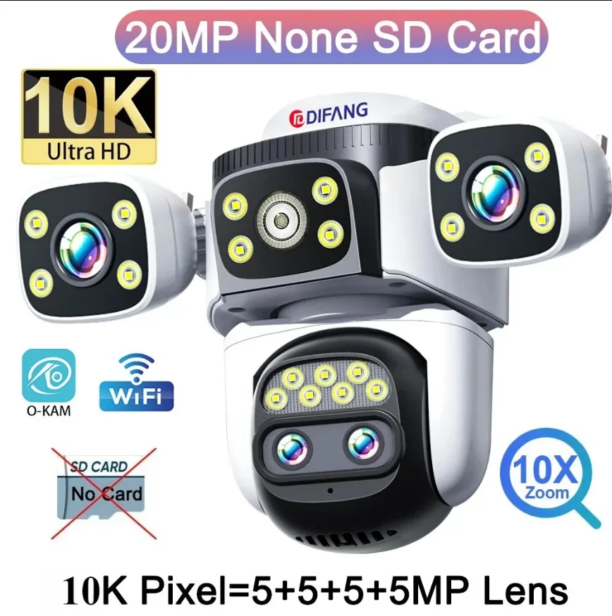 كاميرا مراقبة 10K واي فاي، PTZ، تكبير 10X