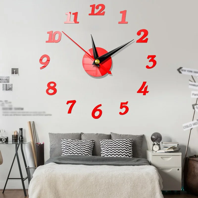 3D Wall Clock Mirror Wall Stickers Clocks Living Room Removable Art Decal DIY Sticker Home Decoration wall clock 3d wall clock