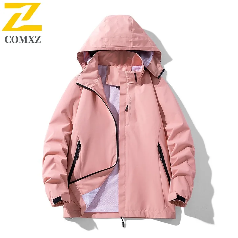 COMXZ Men Autumn Jacket Simple Hooded Outdoor Mountaineering Wind Resistant Coat Leisure Everyday Style Lightweight Clothing
