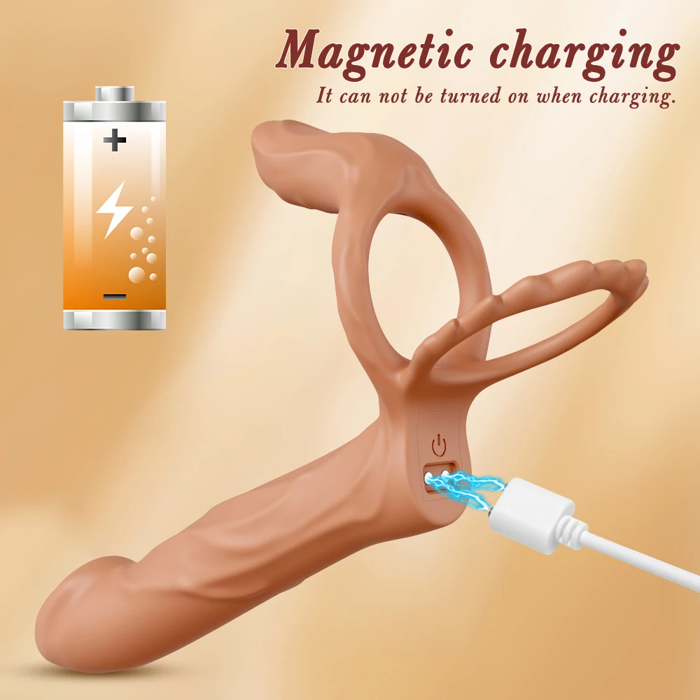 Double Penetration Cock Ring Anal Plug Dildo Vibrating Butt Plug Vibrator For Men Strap On Penis Erotic Sex Toys For Couples