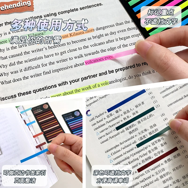 300 Sheets sticky not Transparentes Sticky Notes Self-Adhesive Annotation Read Books Bookmarks Tabs Notepad Aesthetic Stationery 3