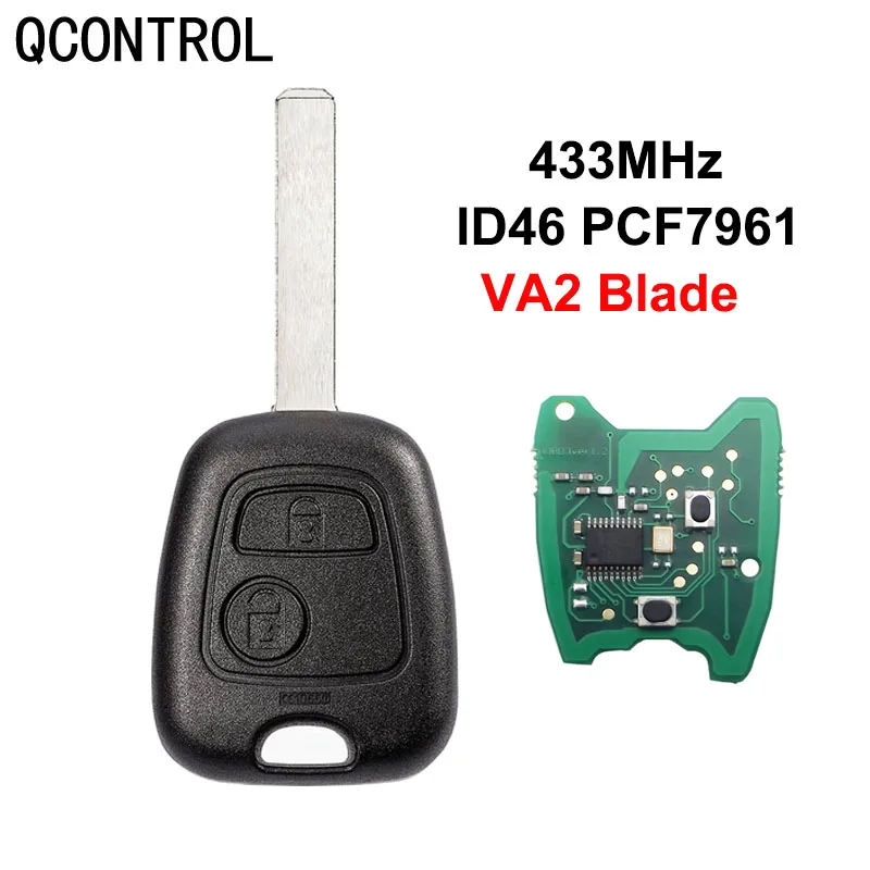 QCONTROL Car Door Lock Remote Key Suit for CITROEN C2, C3 Pluriel 2003 - 2006, 2 Buttons front right driver door lock cylinder keys 4060638 car parts compatible for transit mk6 2000 2006 mk7 2006 2014 accessories