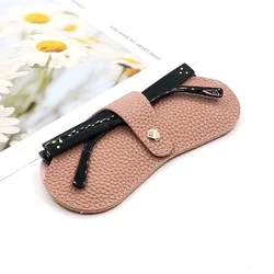 Elegant Women's Leather Glasses Case - Soft, Fashionable & Portable Eyewear Accessory (Pink)