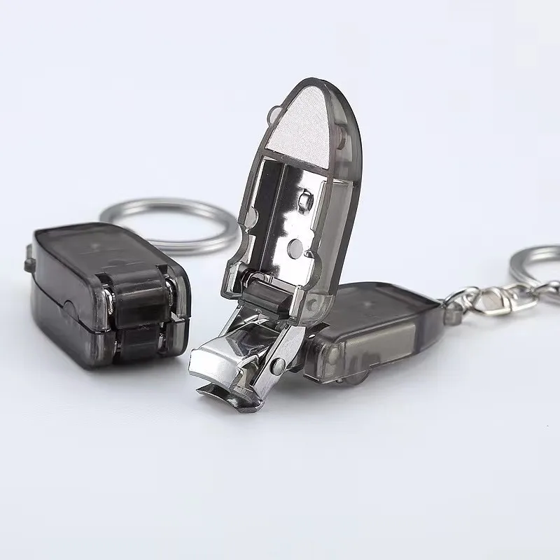 Candy Color Mini Stainless Steel Foldable Hand Toe Nail Clippers Cutter With Keychain Cutter Trimmer Silver Nail Art Tool