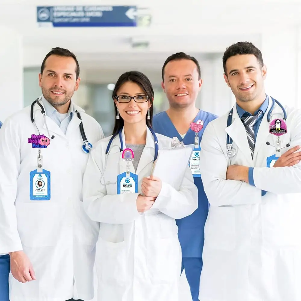 Cartoon Nurse Badge Reel Retrattile Cute Cat Porta Biglietti Da Visita In Acrilico Glitter Work Card Clips Hospital Badge Holder Doctor