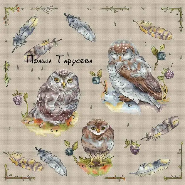 

Наборы для вышивки крестиком 11CT/14CT, набор для рукоделия, холст, хлопок, 21 Сова и перья 45-45
