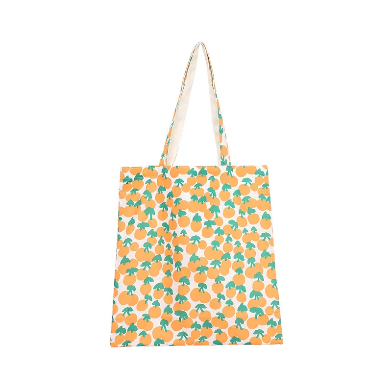 Summer New Fruit Printed Shoulder Bag Large Capacity Handbag Canvas Retro Square Casual Storage Bag Fashion Shopper All-match