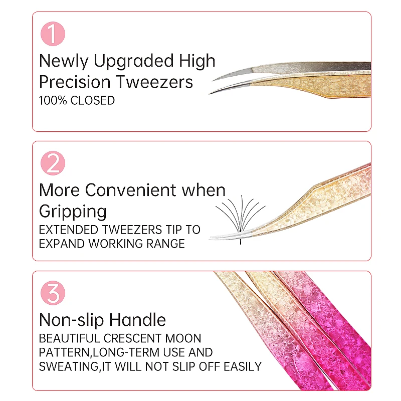 1pcs Eyelash Tweezers Eyebrow Clip Ice Flower Art Design 3D High Precision Stainless Steel Lash Extension Tweezer Makeup Tool