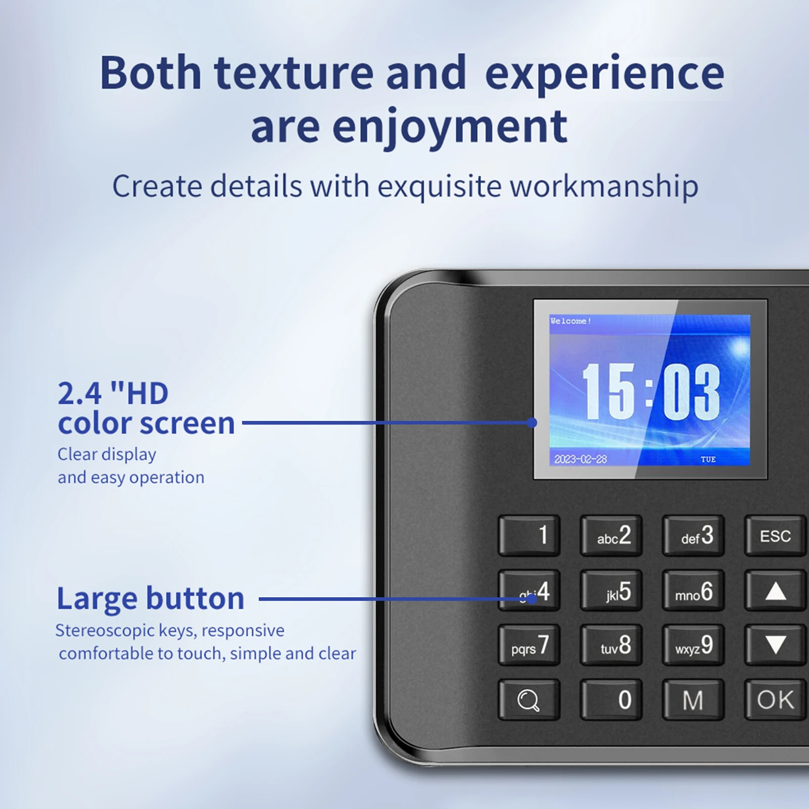 Fingerprint Password Attendance Machine Intelligent Biometric Time Clock Employee Checking-in Recorder 2.4 inch LCD Screen Voice