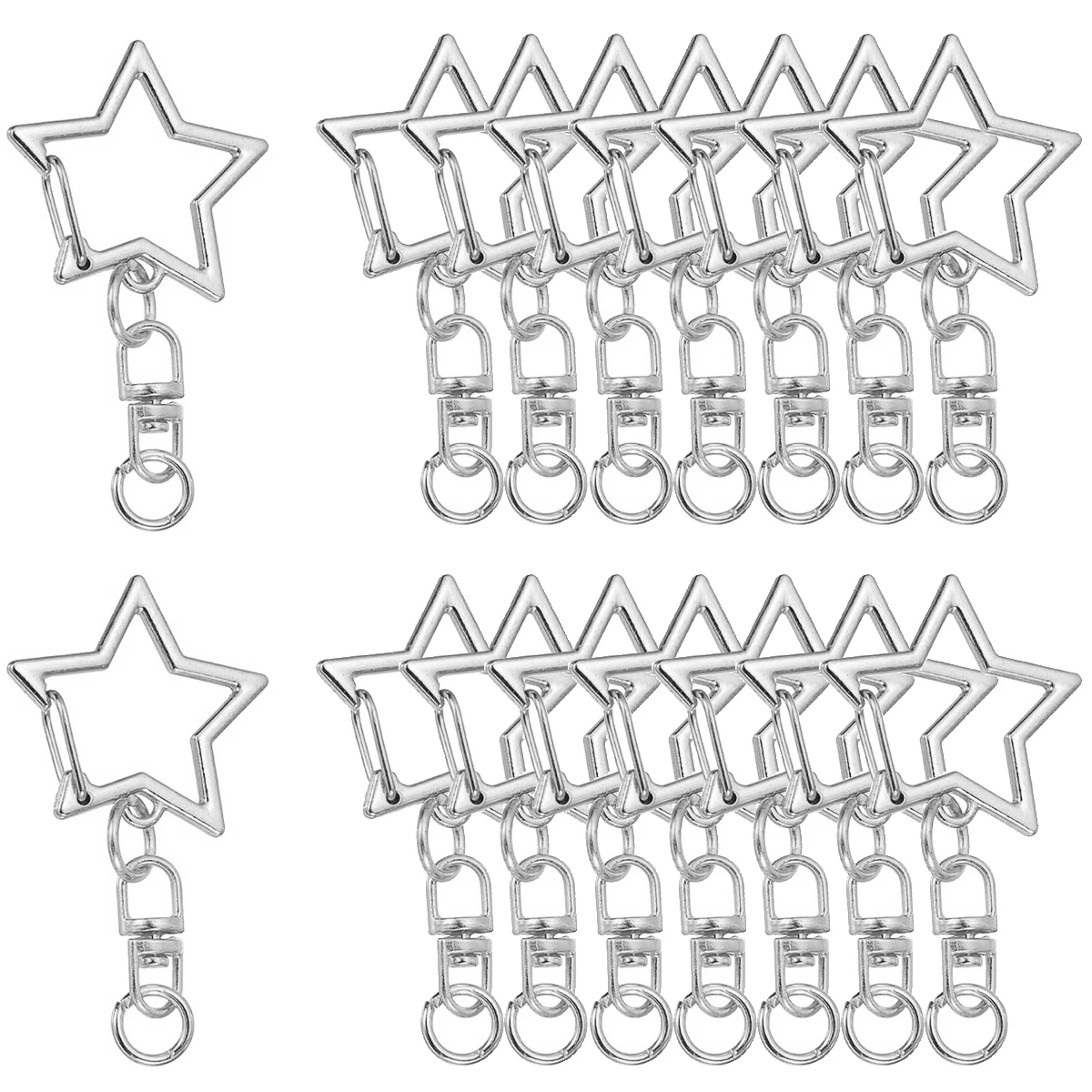 Star-shaped Spring Clip Keychain Holders Keychains Small Rings for DIY Handmade Keychain Decoration Making 15 Sets