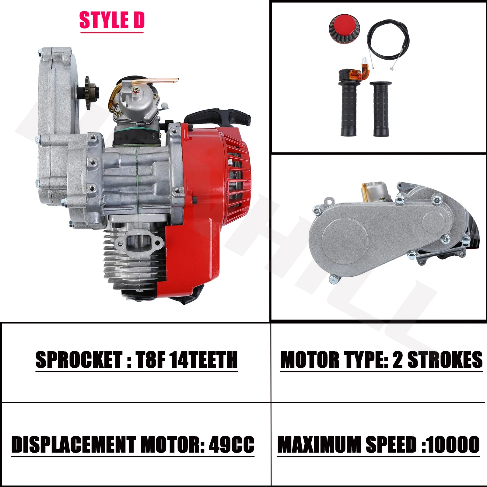 49CC 2-Stroke Pull Start Engine Motor Fits Mini Dirtbike Motorbike Scooter ATV Buggy 4 Wheel Quad Pit Pocket Bike Cross Bicycle 1