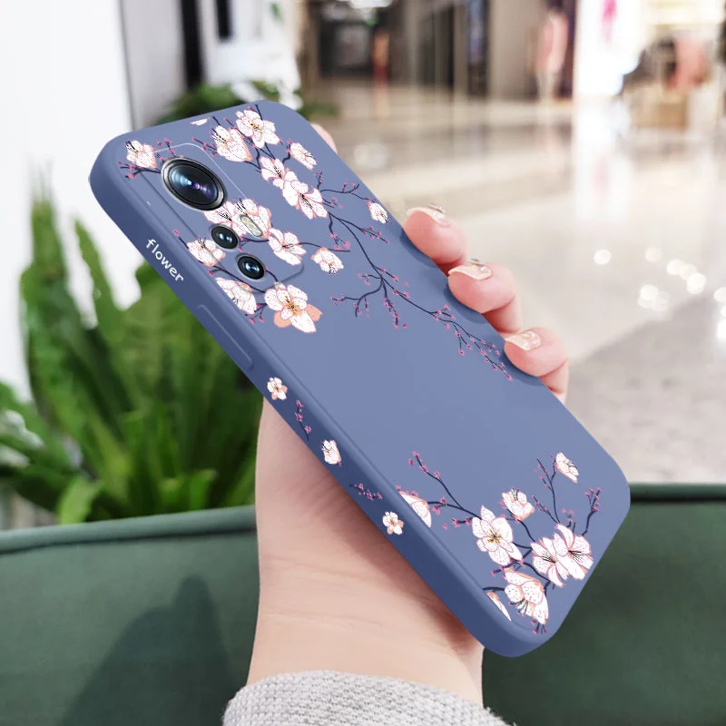 Elegant Plum Blossom Liquid Silicone Phone Case - Premium Protective Cover