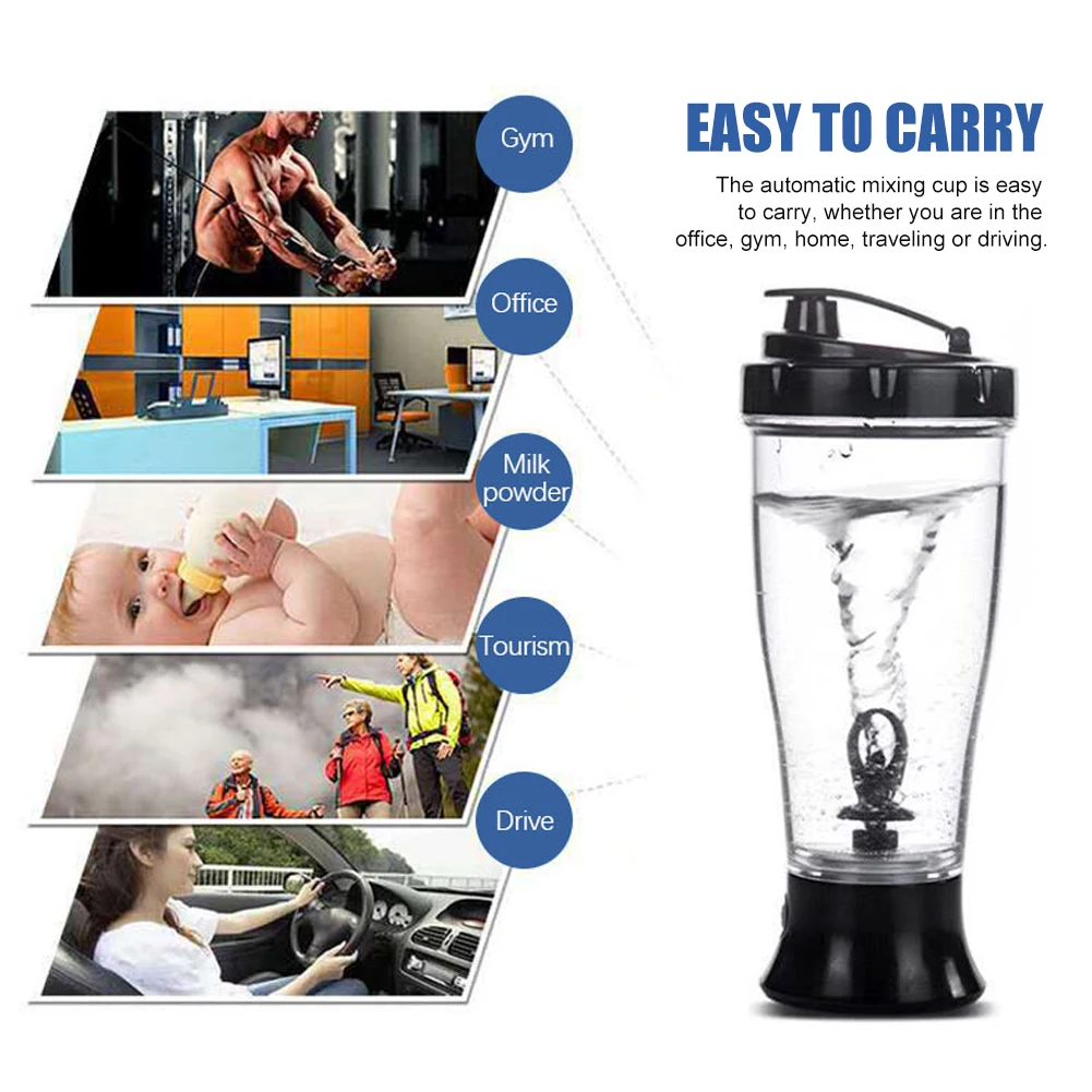 EIMELI Electric Mixing Cup Protein Automatic Shaker Bottle 450ml Portable  Vortex Mixer Cup Leakproof Sports Bottle USB Charge 