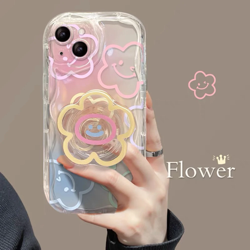 Colorful Flower Wrist Chain Phone Case - Vibrant Design with Enhanced Grip