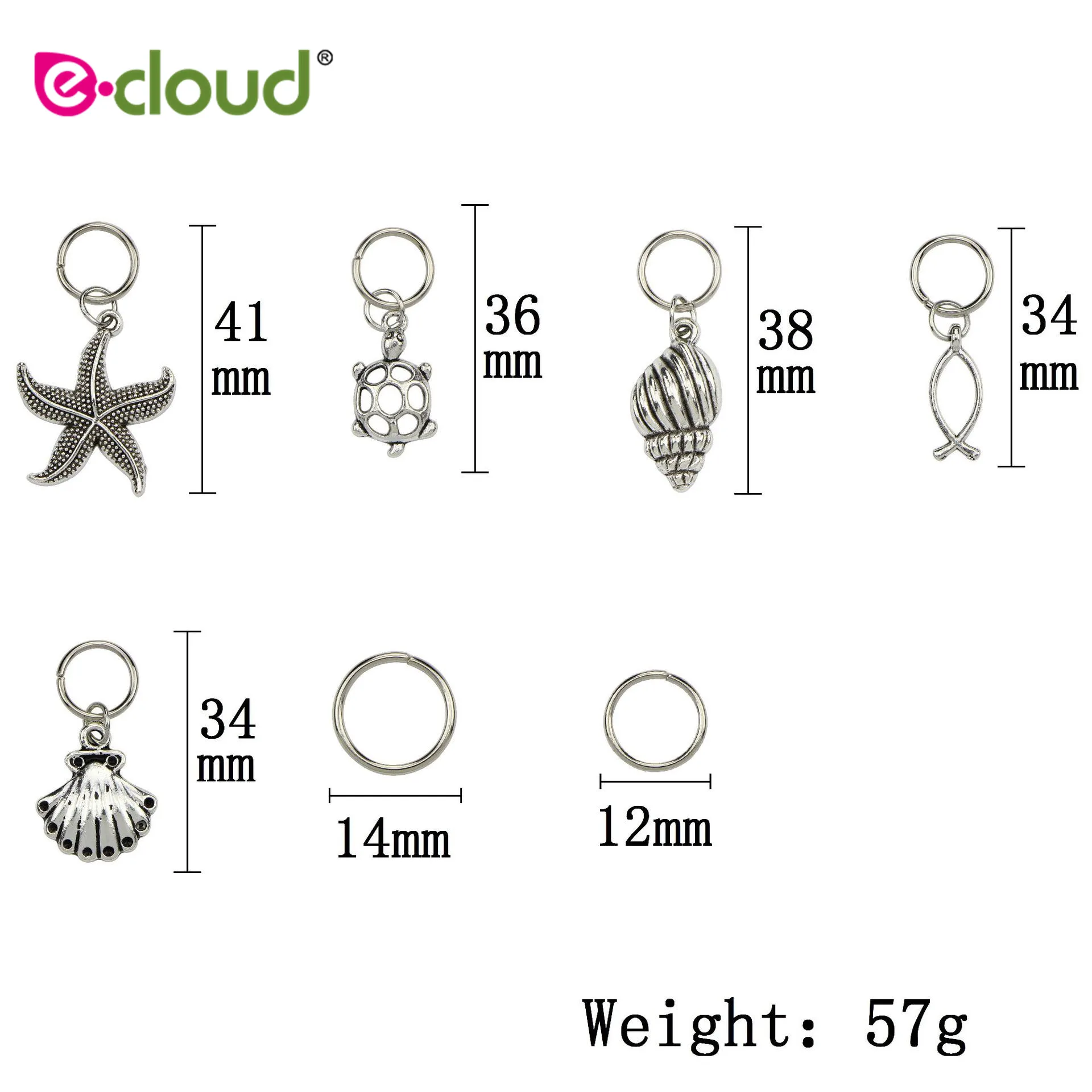 50Pcs Sliver Color Dreadlocks Beads Hair Braid Rings Clips DIY Braiding Metal Cuffs Jewelry Pendants Hair Decoration Accessories 2