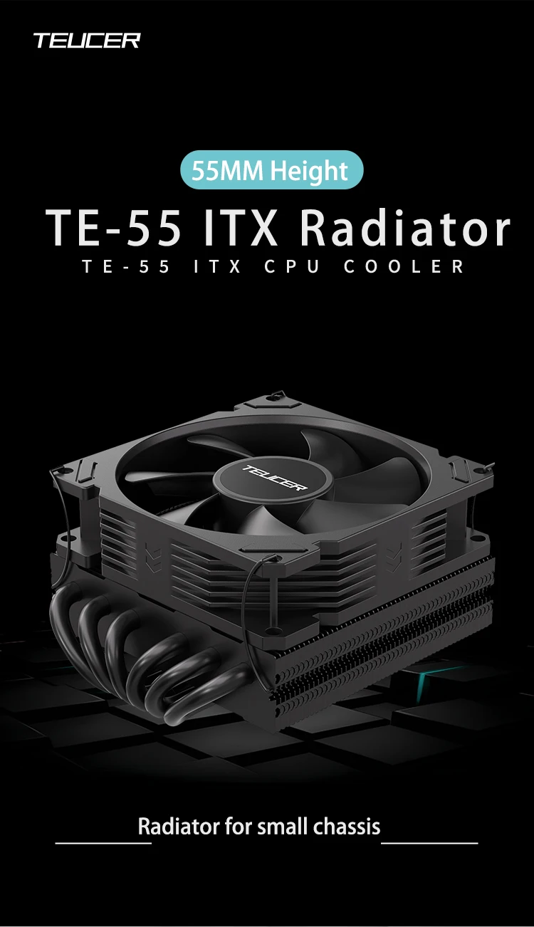 TE-55 Low Profile CPU Cooler 6 Heat-Pipes CPU Air Cooler with 15mm Thickness Sli