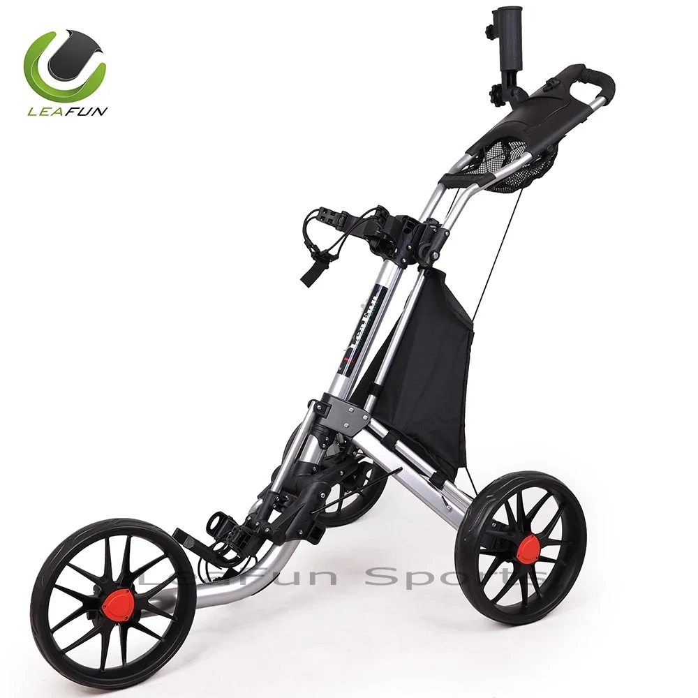 Push Golf Trolley With Big Free Wheels ,Aluminium Frame Including The Foot Brake,Score Card Holder,easy Fold System