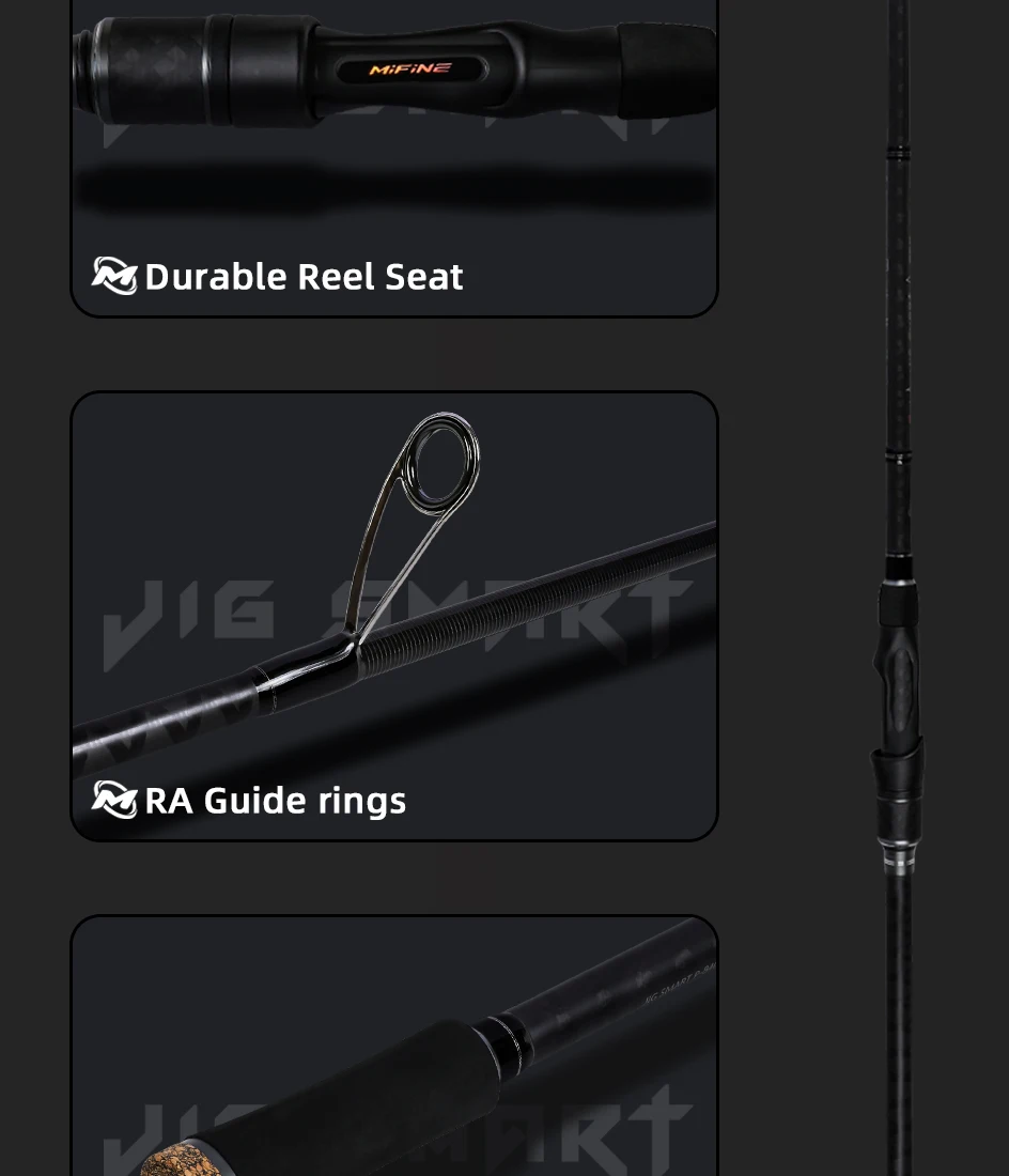MIFINE JIG SMART SPIN Spinnrute, Ködergewicht 4-18g/10-38g, Power L/MH, Barschruten, 2,29 m, für Salzwasser und Süßwasser – Detail 9