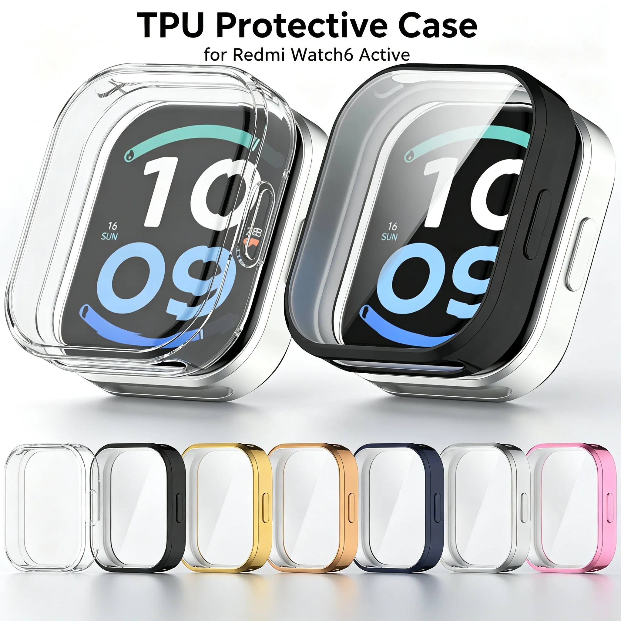 High-Durability TPU Protective Case for Smartwatch with Shockproof Screen Protector and Bumper Cover