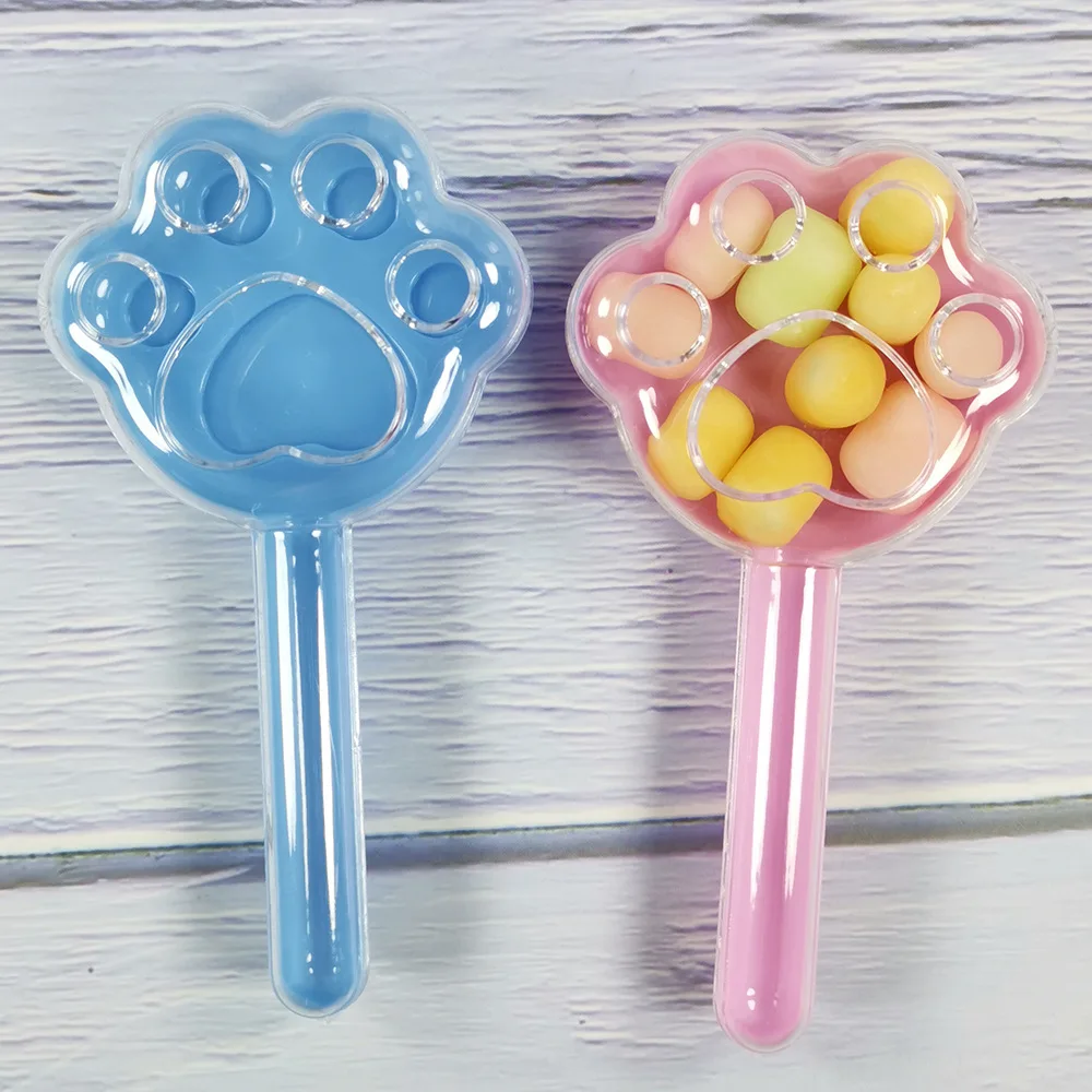 5Pcs Cute Bear Dot Cat Paw Lollipop Shape Plastic Candy Boxes Gift Packing Box for Animal Pets Birthday Baby Shower Party Decor