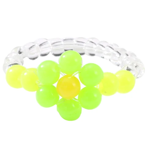 Cute Transparent Resin Acrylic Handmade Beaded Rhinestone Colourful Geometric Square Round Rings for Women Y2k Jewelry Party