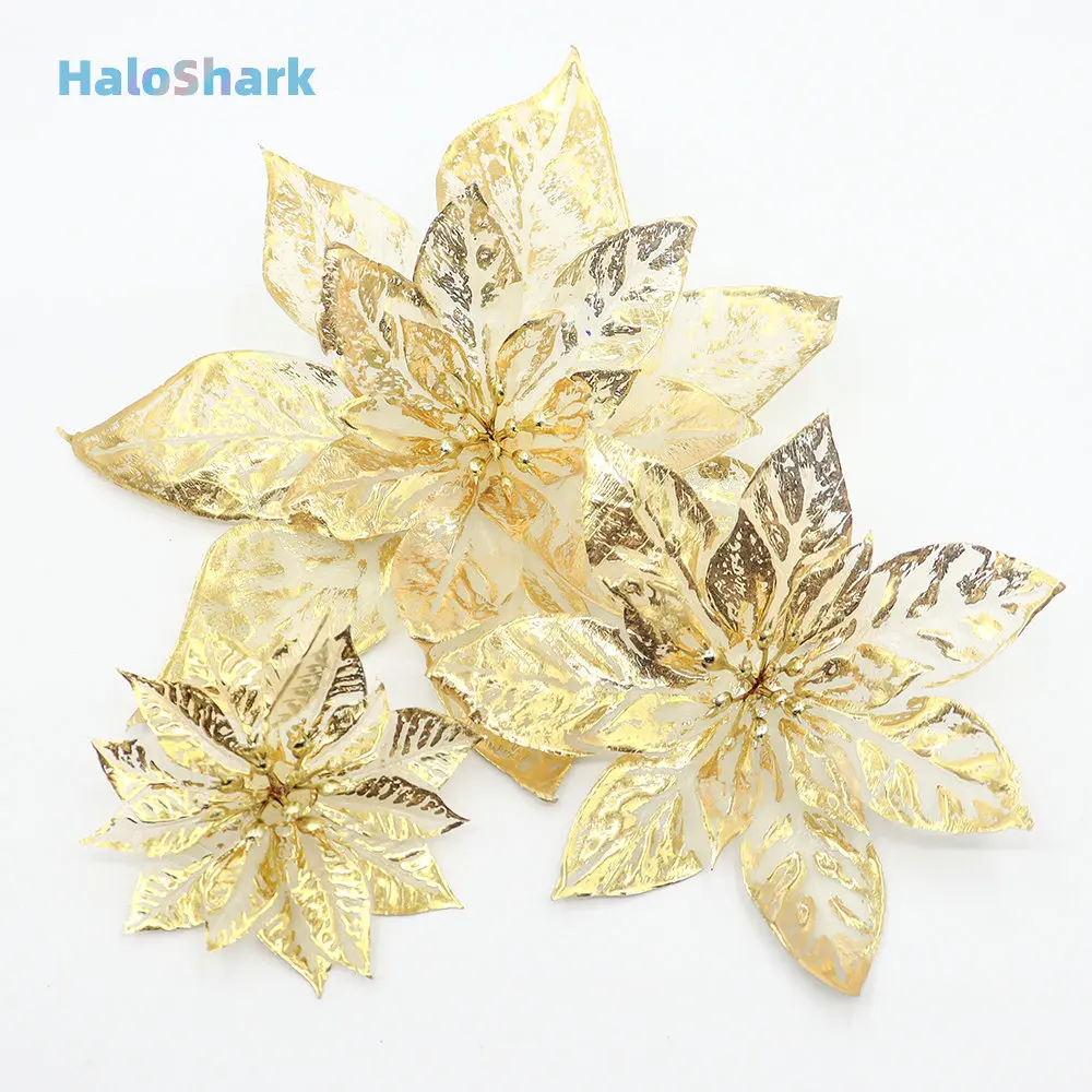 Artificial Christmas Flowers Wholesale Glitter Artificial Christmas