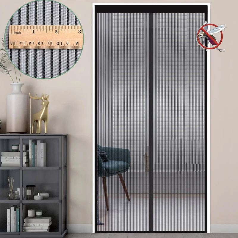 

Black Magnetic mosquito net door custom size door curtain mosquito nets window screen automatically turn off the invisible mesh