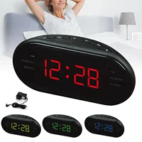 220V EU Plug AM FM Dual Frequency Radio Alarm Clock Digital LED Clock Luminous Snooze Electronic Table Clock - Home Essentials 2