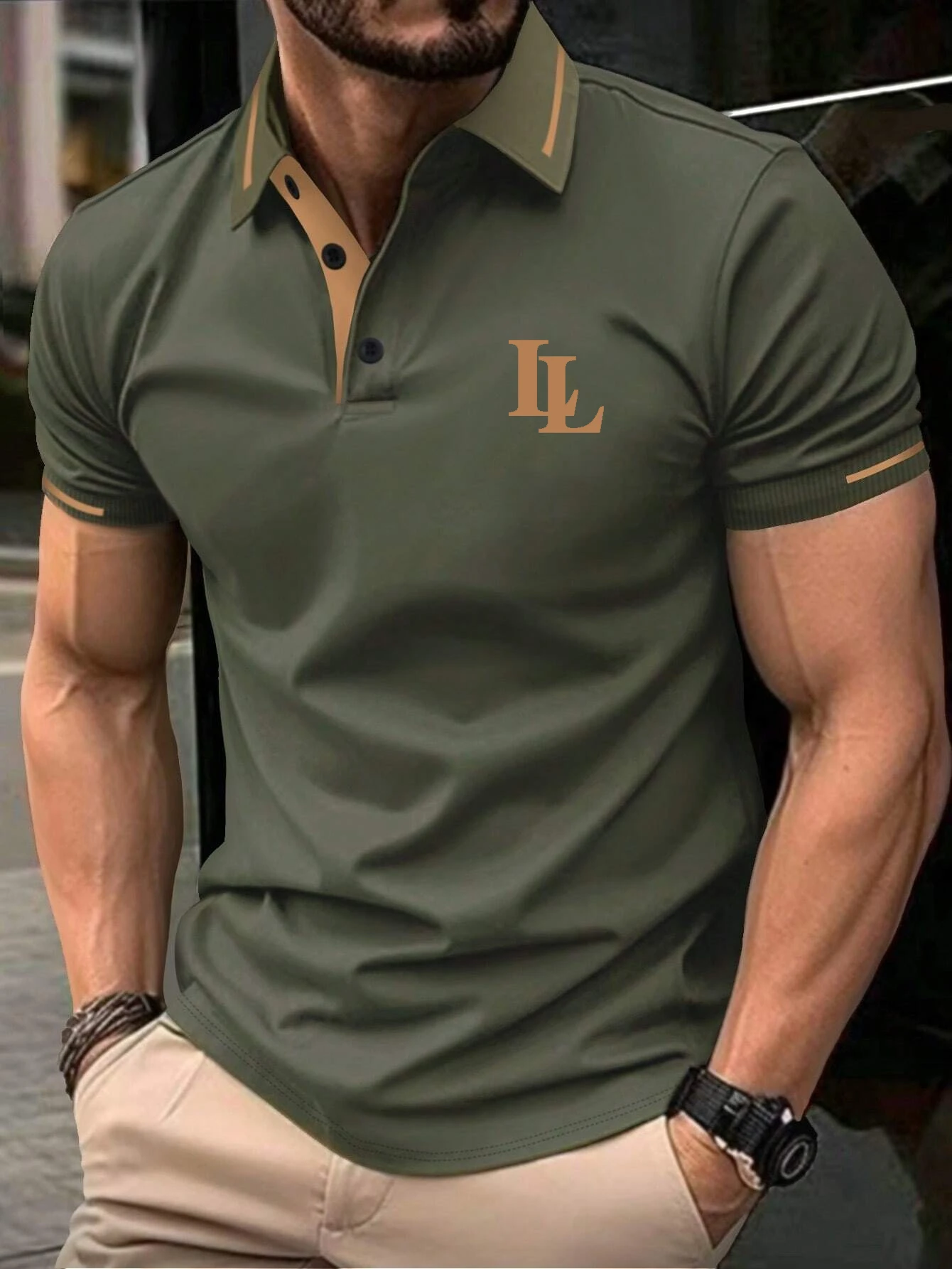 

New Summer Selling Men's Polo Shirt Button Collar Short-Sleeved Casual Sports Solid Color Stand Collar Trend T-Shirt for Man