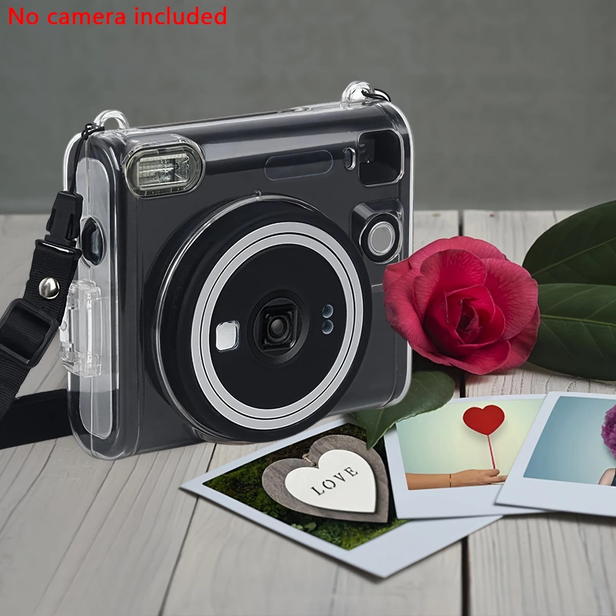 1pc for Fujifilm Instax Square SQ40 Instant Camera Case-Crystal Hard PVC Case with Adjustable and Removable Strap