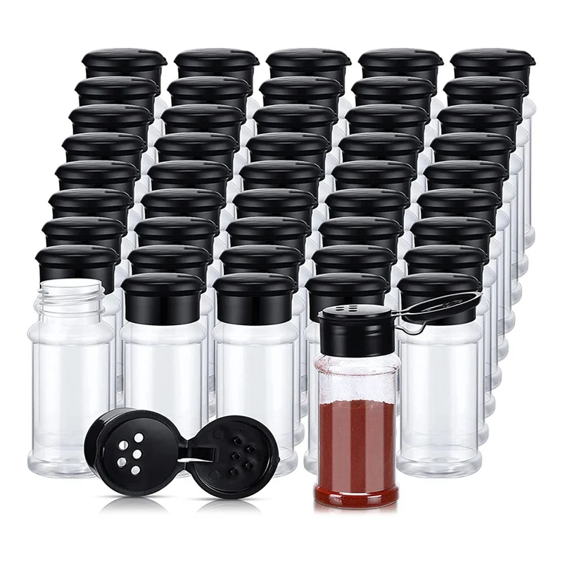 

50Pcs Plastic Spice Jars With Shaker Lids Spice Containers Plastic Spice Bottles Seasoning Shaker Jars 3.3Oz/100Ml
