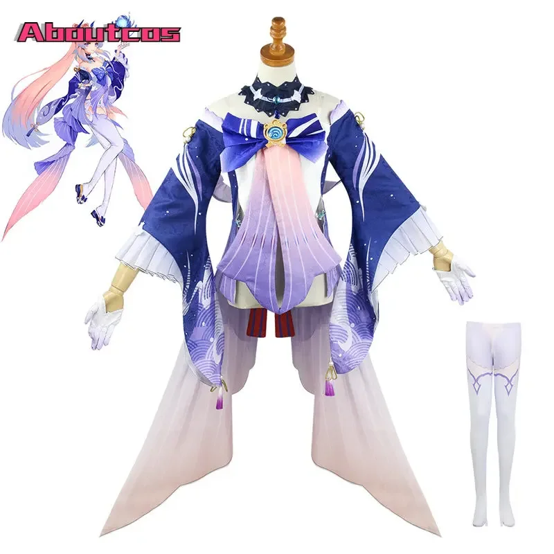 

Костюм для косплея Aboutcos Game Genshin Impact Kokomi, сексуальный женский наряд для Хэллоуина и вечеринки Sangonomiya Kokomi, полный комплект