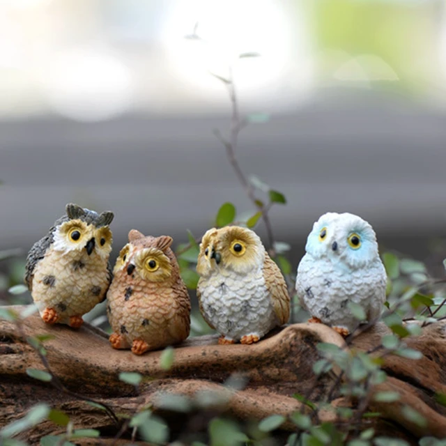 Miniatűr Gyanta Éjszakai Bagoly Figura Tündérkert Mini Állati Szoborjáték Mikrokerülethez Edények Moha Terrárium Dekoráció - Image 2