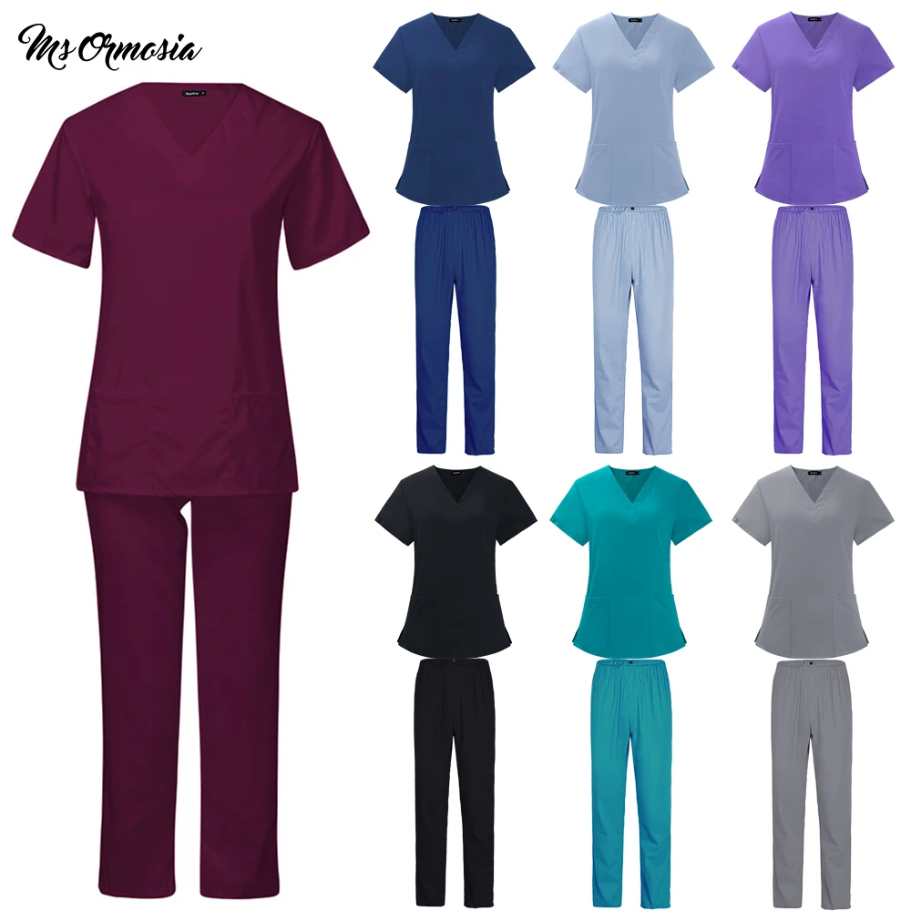 Beauty Salon Clothes Scrubs Tops Pants Spa Uniforms Unisex V-Neck Work Clothes Pet Grooming Institutions