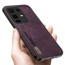 Magnetic Car Holder Leather Phone Case with Soft Back Cover - Infinix Note 50S 5G (Purple)