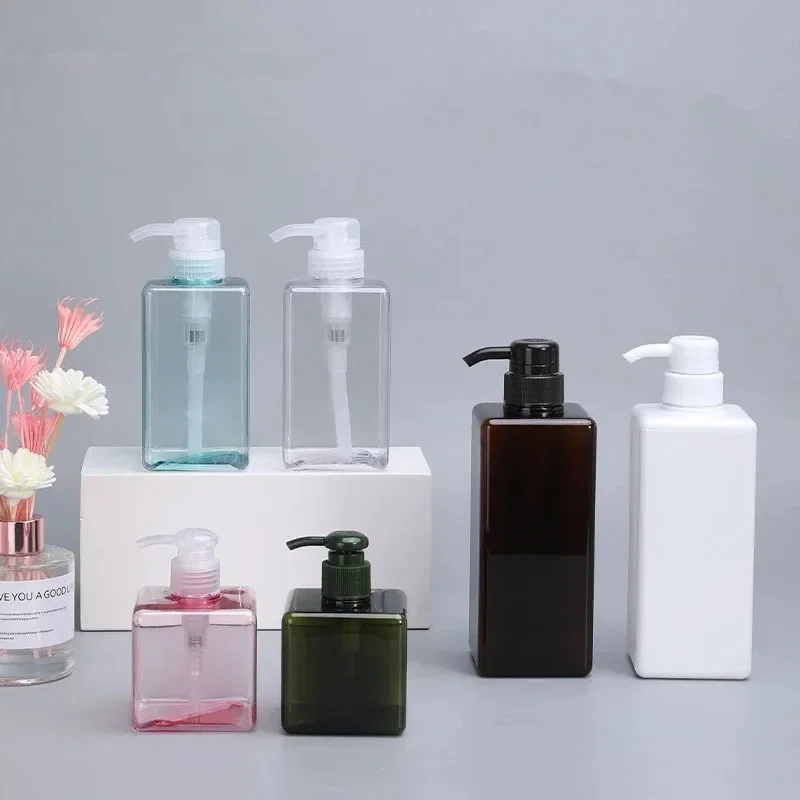 Refillable Bottle Refillable Lotion Bottle Refillable Empty Bottle 250ml,450ml,650ml Thicken Square Refillable bottle PETG Shower Gel Shampoo Soap Liquid Dispenser Container 1PC