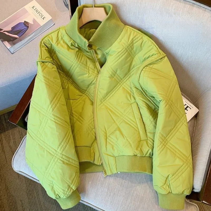 

Quilted Baseball Cotton Jacket Female Winter Coat Korean Fashion Loose Casual Lapel Thickened Warm Short Cotton Jacket