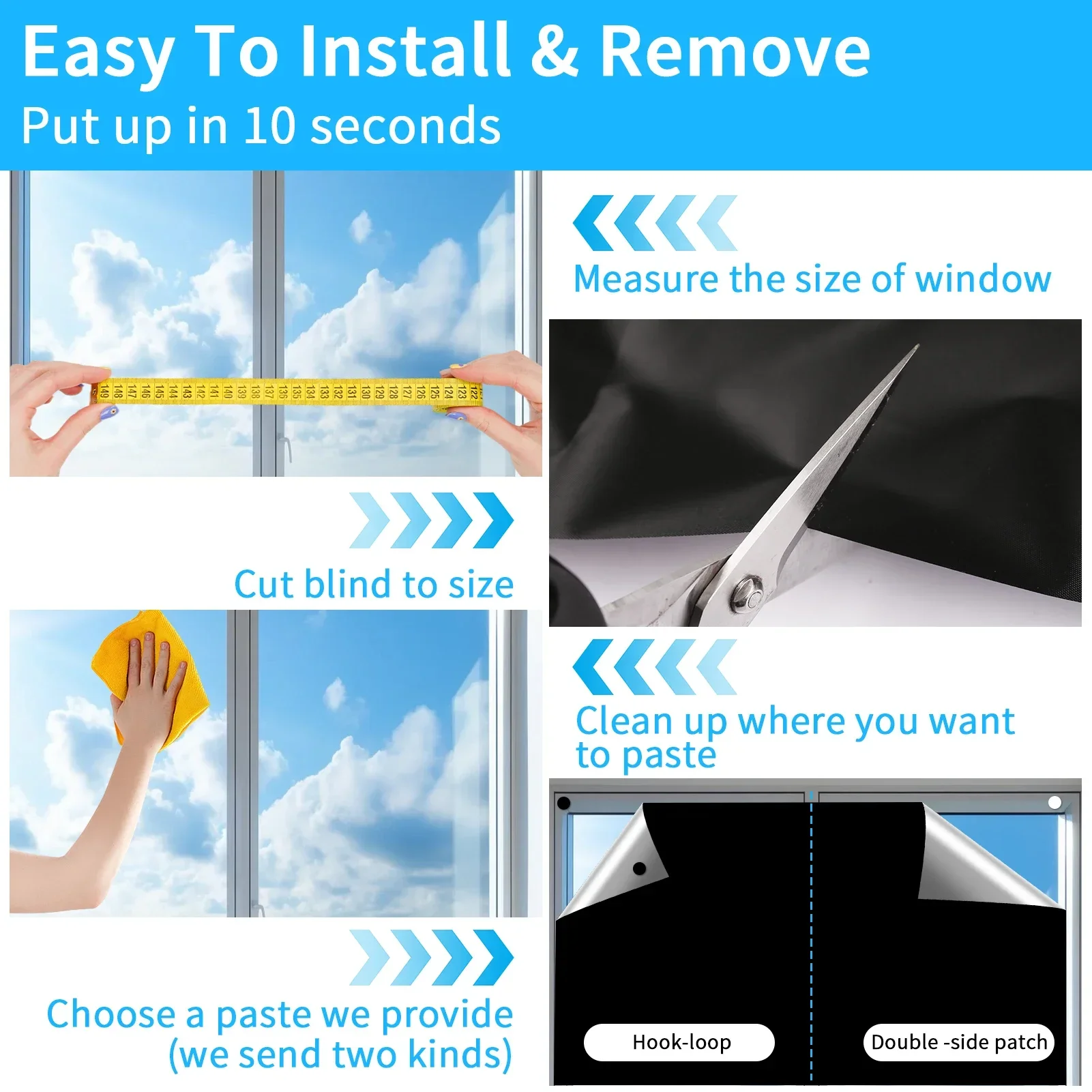 Blackout Curtain Removable Portable Travel Blocking Darkest Window Film Cloth Temporary DIY No Drill Blackout Curtains 3